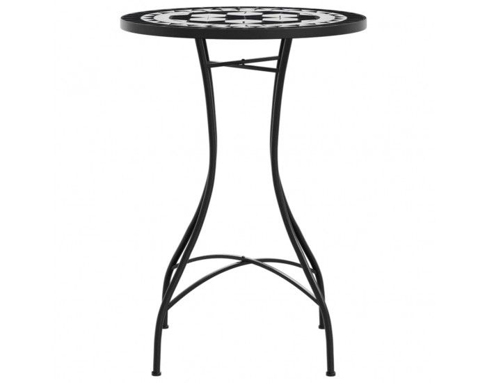 Sonata H Мозаечна бистро маса, черно и бяло, Ø50x70 см, керамика