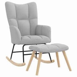 Sonata H Люлеещ се стол с табуретка за крака Cloud Grey Fabric - Градински столове