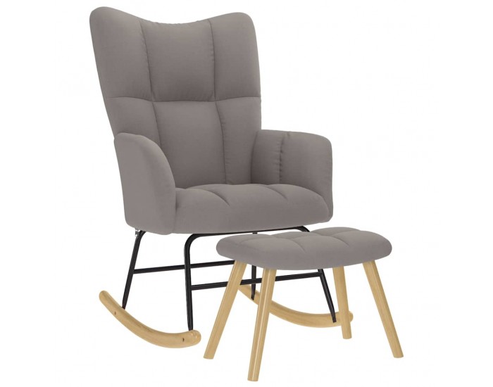 Sonata H Люлеещ се стол с табуретка за крака, таупе, текстил