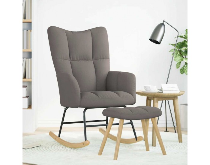 Sonata H Люлеещ се стол с табуретка за крака, таупе, текстил