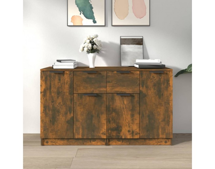 Sonata H Сайдборди, 2 бр, опушен дъб, 60x30x70 см, инженерно дърво