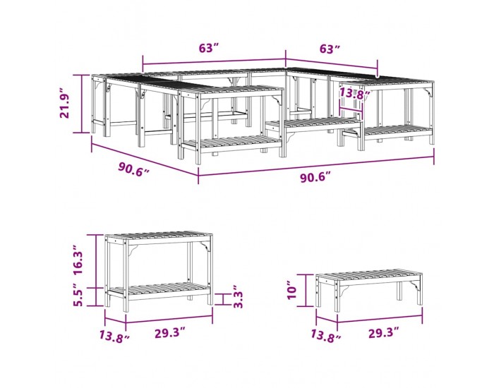 Sonata H Около хидромасажна вана Кафяв 230 x 230 см