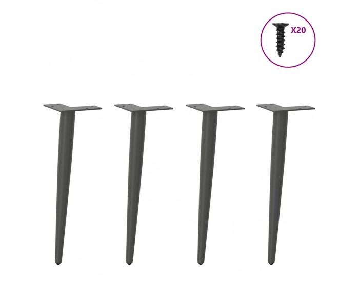 Sonata H Крака за масичка за кафе, конична форма, 4 бр., антрацит, 30-31 см, стомана