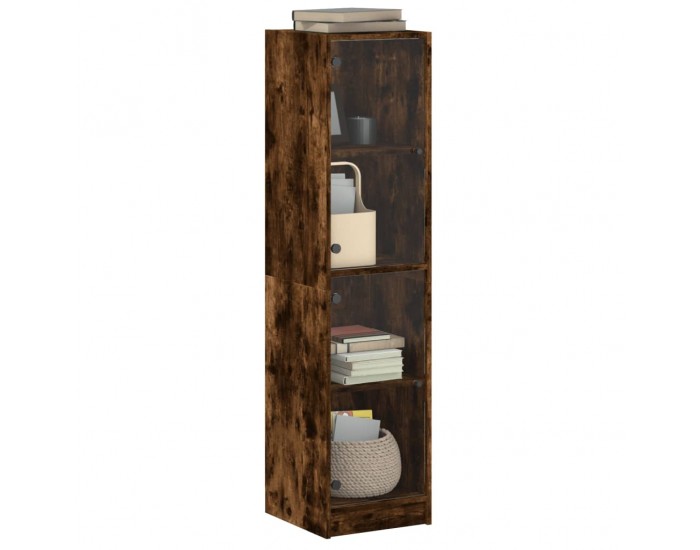 Sonata H Висок шкаф със стъклена врати, опушен дъб, 35x37x142 см