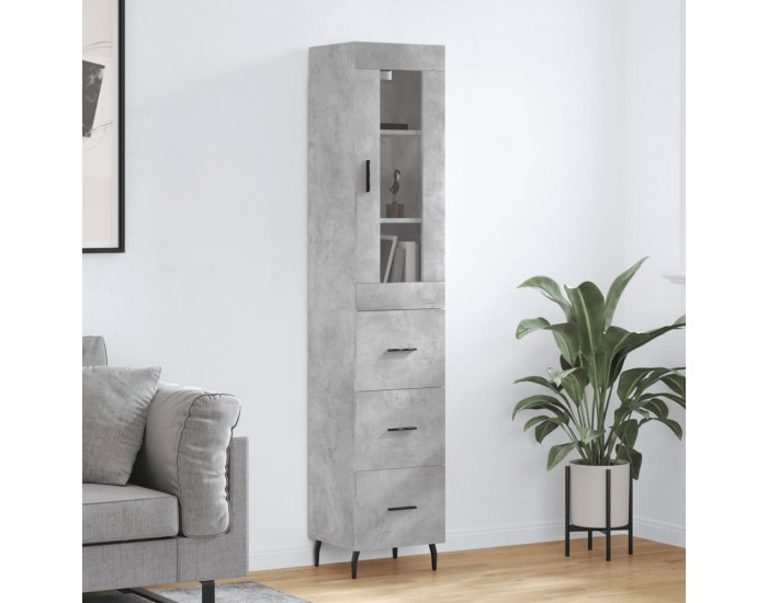 Sonata H Висок шкаф, бетонно сив, 34,5x34x180 см, инженерно дърво