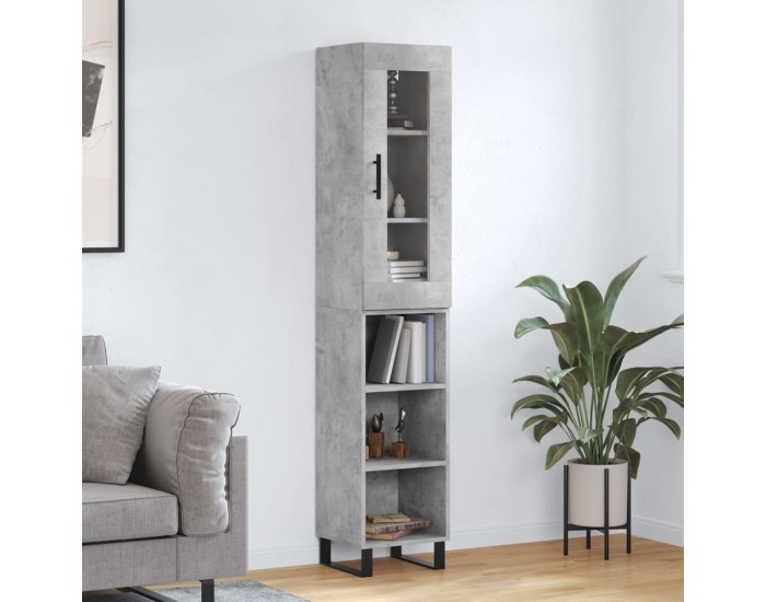 Sonata H Висок шкаф, бетонно сив, 34,5x34x180 см, инженерно дърво