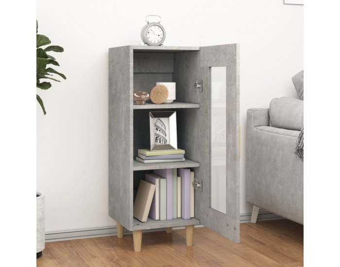 Sonata H Сайдборд, бетонно сив, 34,5x34x90 см, инженерно дърво