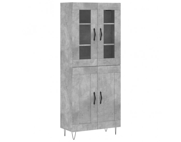 Sonata H Висок шкаф, бетонно сив, 69,5x34x180 см, инженерно дърво