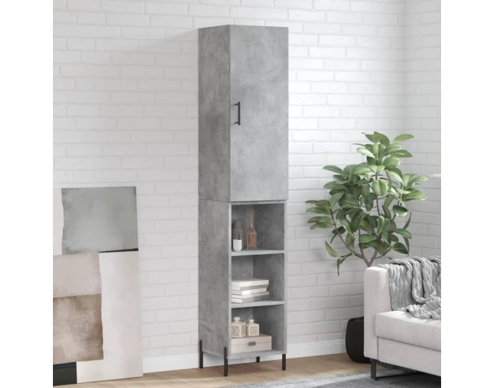 Sonata H Висок шкаф, бетонно сив, 34,5x34x180 см, инженерно дърво