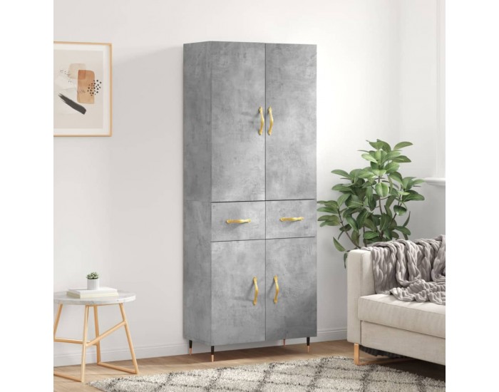 Sonata H Висок шкаф, бетонно сив, 69,5x34x180 см, инженерно дърво