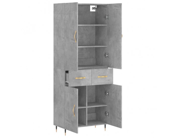 Sonata H Висок шкаф, бетонно сив, 69,5x34x180 см, инженерно дърво