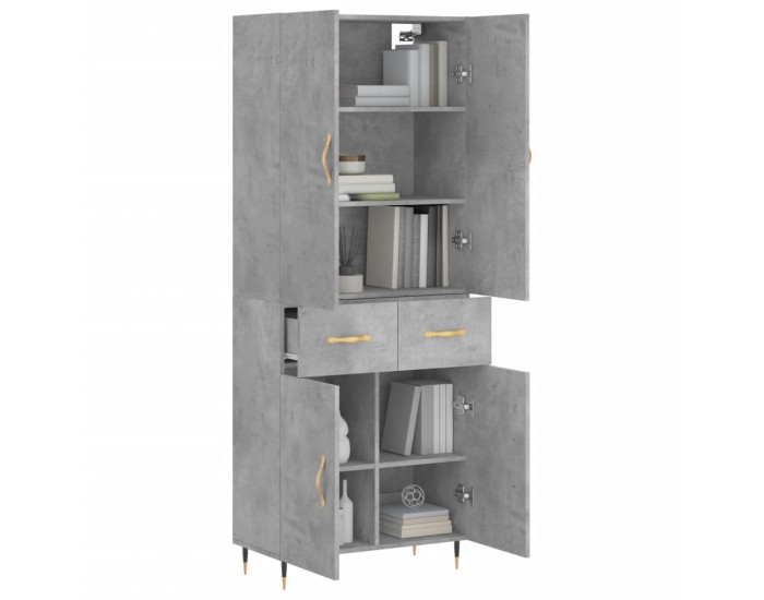 Sonata H Висок шкаф, бетонно сив, 69,5x34x180 см, инженерно дърво