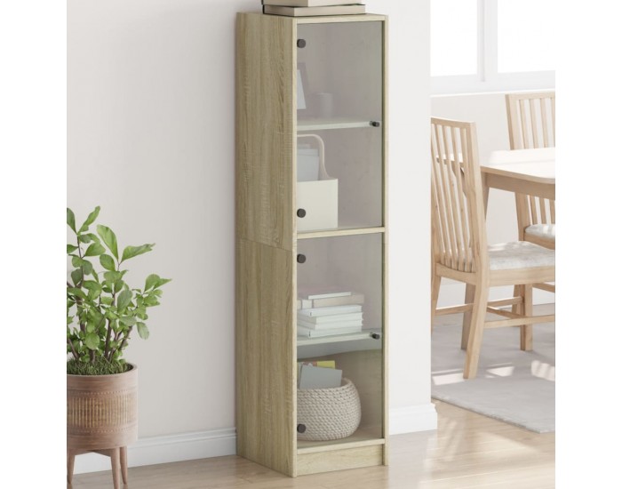 Sonata H Висок шкаф със стъклена врати, сонома дъб, 35x37x142 см