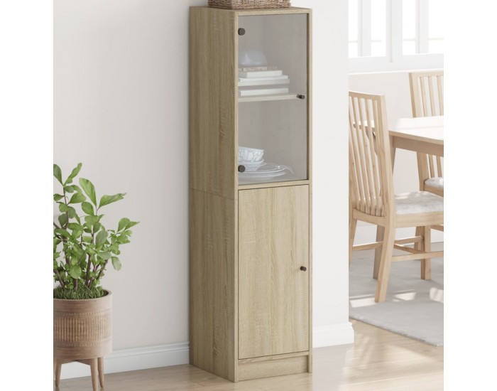 Sonata H Висок шкаф със стъклена врата, сонома дъб, 35x37x142 см