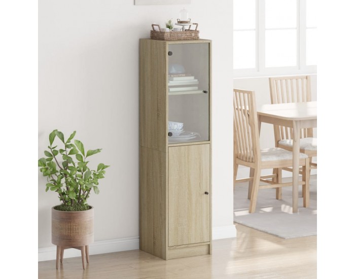 Sonata H Висок шкаф със стъклена врата, сонома дъб, 35x37x142 см