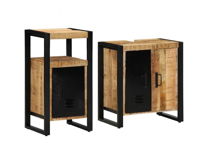 Sonata H Комплект мебели за баня 2 pcs Кафяво Сурово мангоново дърво