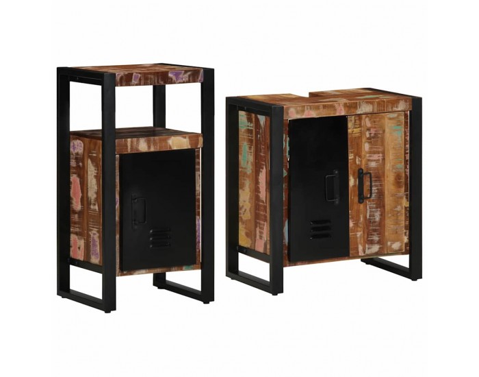 Sonata H Комплект мебели за баня 2 pcs Кафяво регенерирано дърво масив