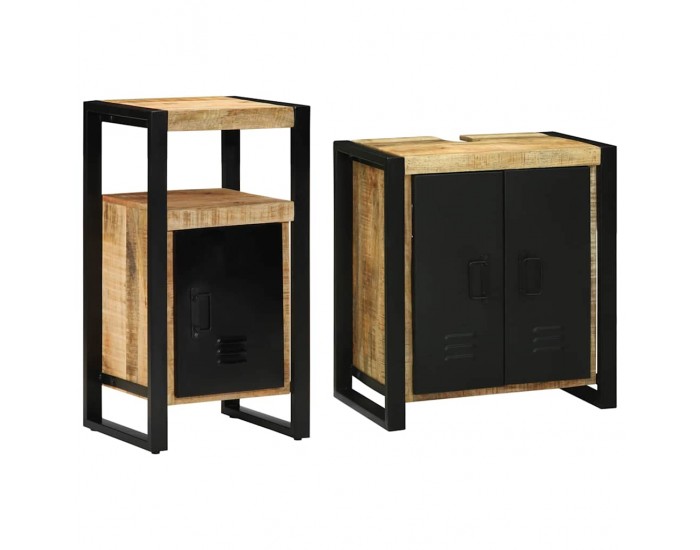 Sonata H Комплект мебели за баня 2 pcs Кафяво Сурово мангоново дърво