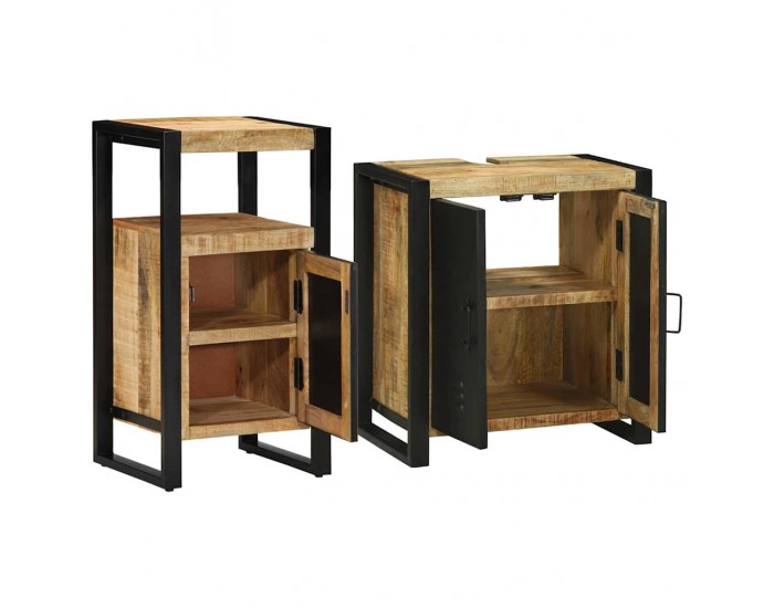 Sonata H Комплект мебели за баня 2 pcs Кафяво Сурово мангоново дърво