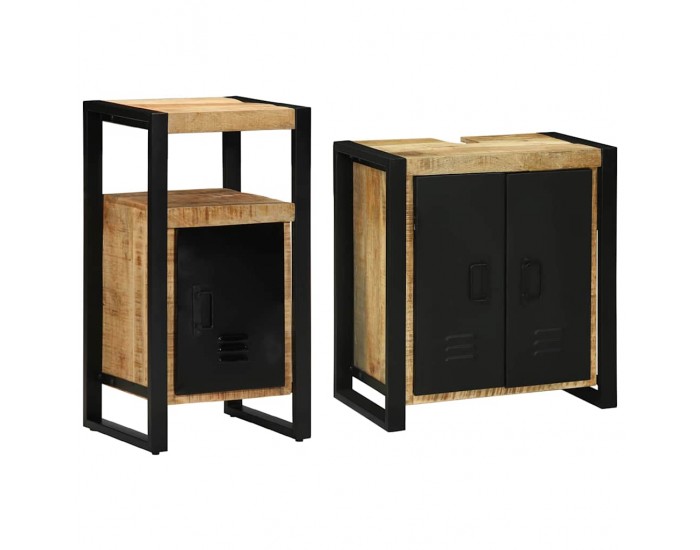 Sonata H Комплект мебели за баня 2 pcs Кафяво Сурово мангоново дърво