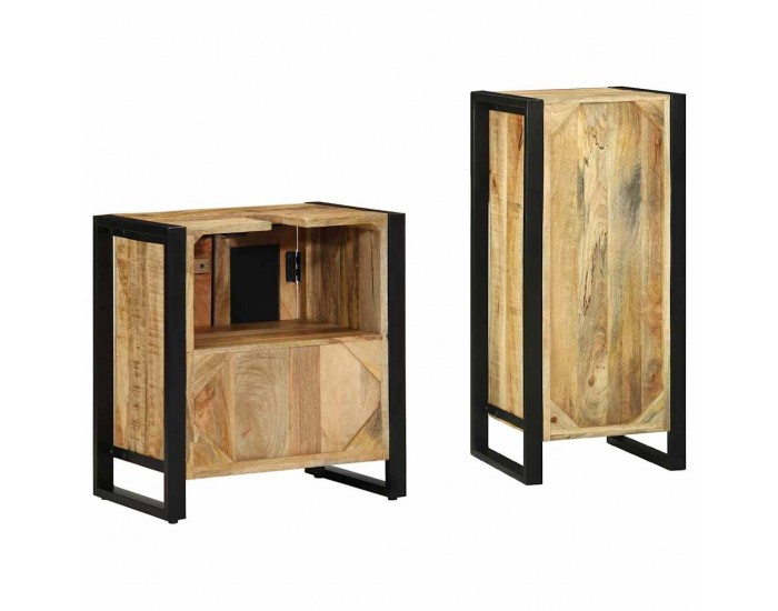 Sonata H Комплект мебели за баня 2 pcs Кафяв Солидно мангово дърво