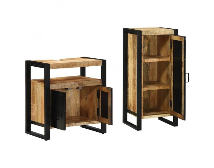 Sonata H Комплект мебели за баня 2 pcs Кафяво Солидно мангово дърво