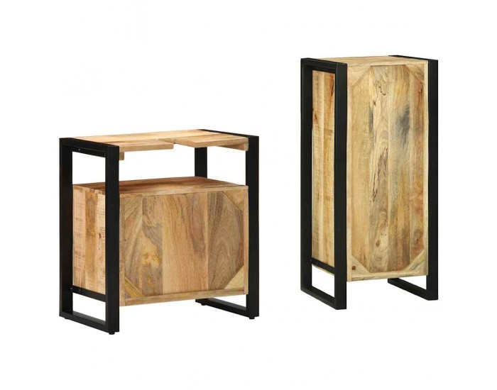 Sonata H Комплект мебели за баня 2 pcs Кафяво Солидно мангово дърво