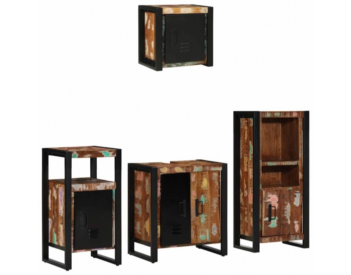 Sonata H Комплект мебели за баня 4 pcs Солидна рециклирана дървесина