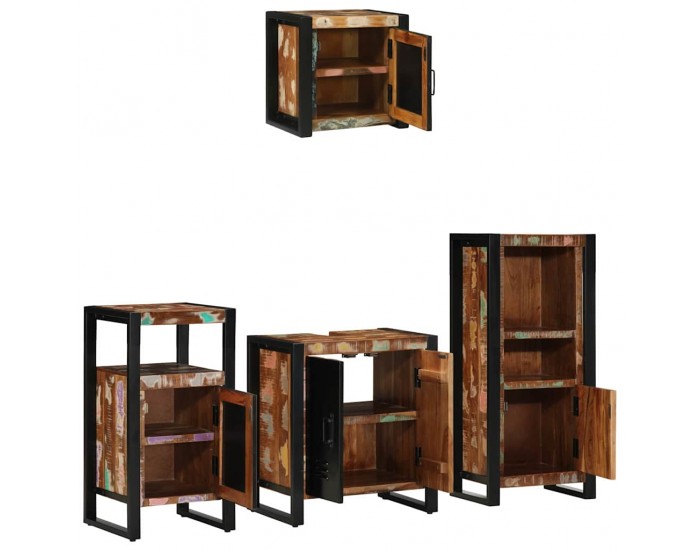 Sonata H Комплект мебели за баня 4 pcs Солидна рециклирана дървесина