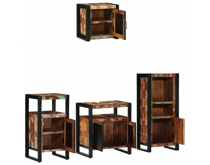 Sonata H Комплект мебели за баня 4 pcs Солидна рециклирана дървесина