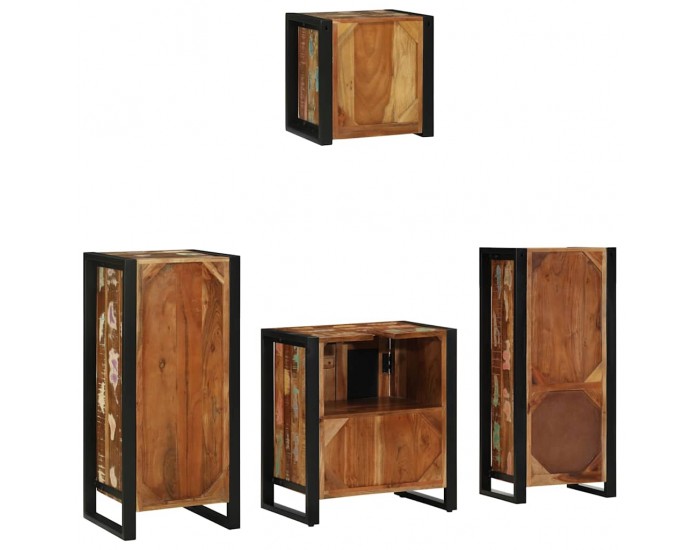 Sonata H Комплект мебели за баня 4 pcs Солидна рециклирана дървесина