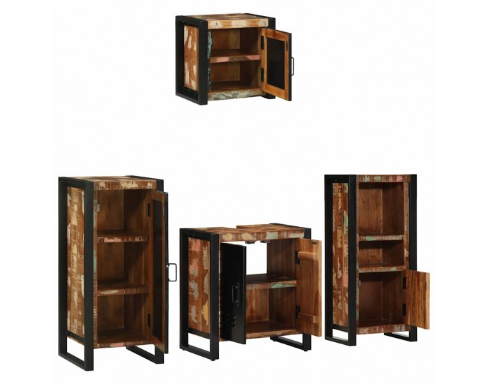 Sonata H Комплект мебели за баня 4 pcs Солидна рециклирана дървесина