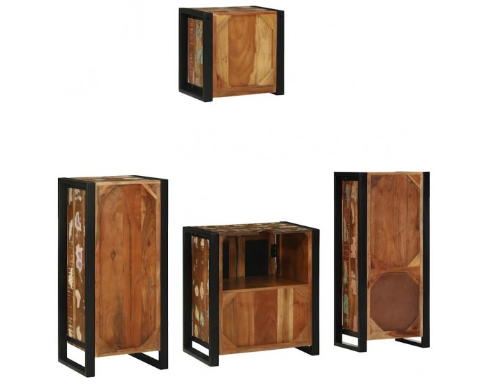 Sonata H Комплект мебели за баня 4 pcs Солидна рециклирана дървесина