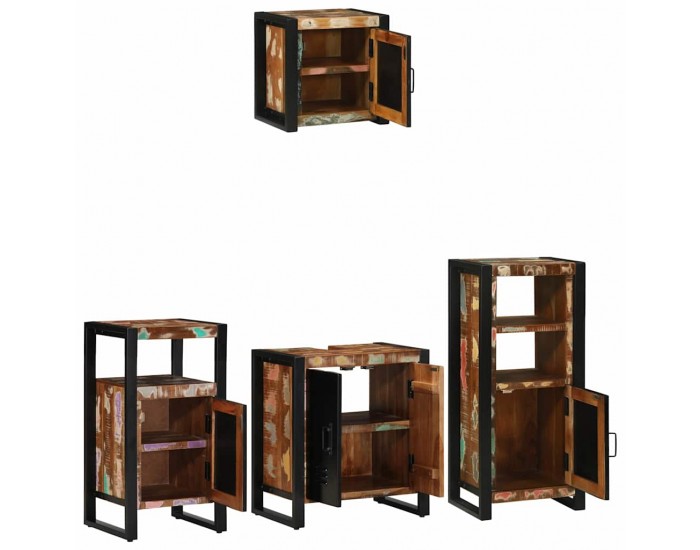 Sonata H Комплект мебели за баня 4 pcs Солидна рециклирана дървесина