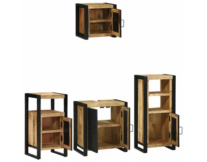 Sonata H Комплект мебели за баня 4 pcs Кафяво Солидно мангово дърво