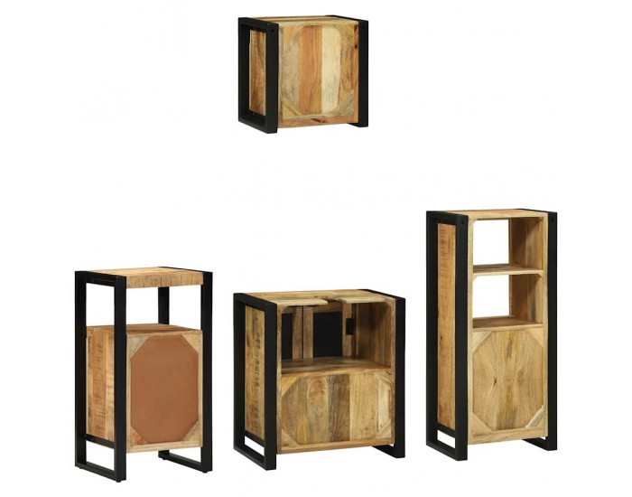 Sonata H Комплект мебели за баня 4 pcs Кафяво Солидно мангово дърво