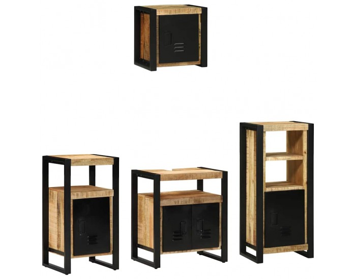 Sonata H Комплект мебели за баня 4 pcs Кафяво Солидно мангово дърво