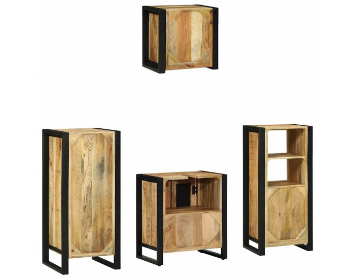 Sonata H Комплект мебели за баня 4 pcs Кафяво Солидно мангово дърво