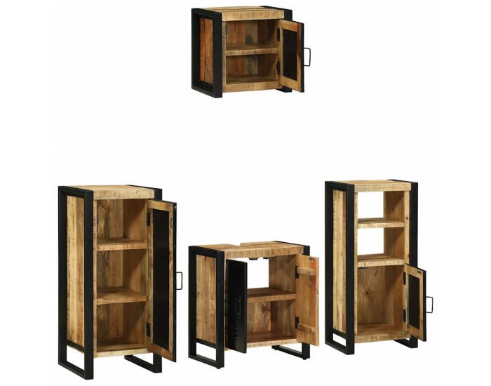 Sonata H Комплект мебели за баня 4 pcs Кафяво Солидно мангово дърво