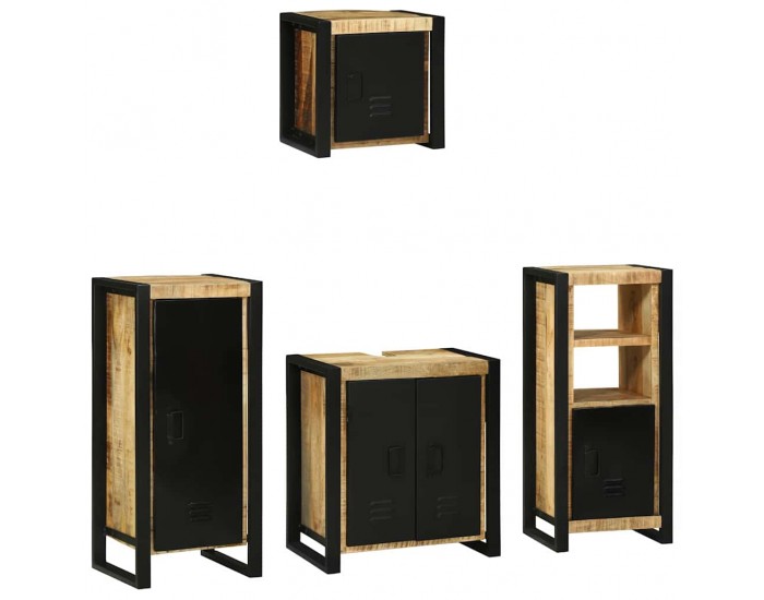 Sonata H Комплект мебели за баня 4 pcs Кафяво Солидно мангово дърво