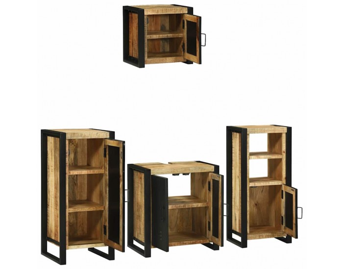 Sonata H Комплект мебели за баня 4 pcs Кафяво Солидно мангово дърво