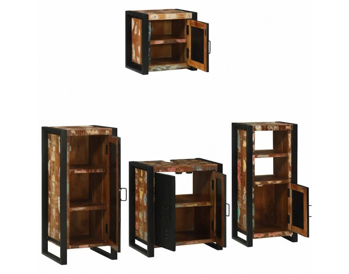 Sonata H Комплект мебели за баня 4 pcs Солидна рециклирана дървесина