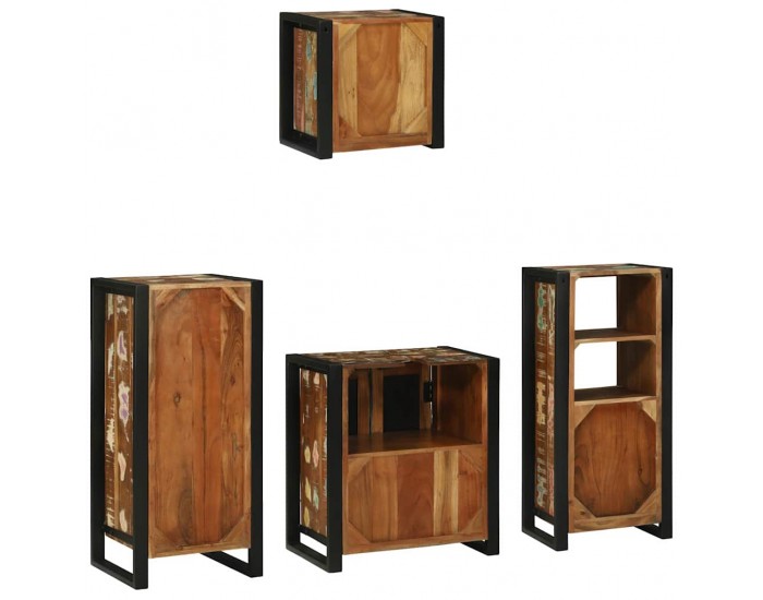 Sonata H Комплект мебели за баня 4 pcs Солидна рециклирана дървесина