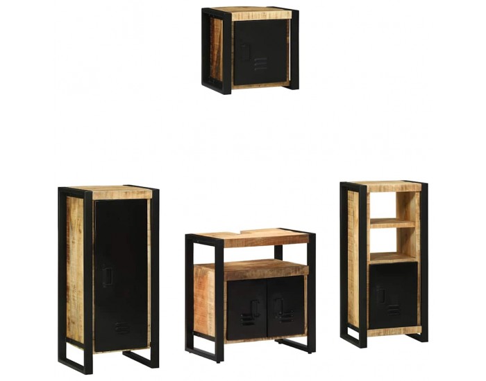 Sonata H Комплект мебели за баня 4 pcs Кафяво Солидно мангово дърво