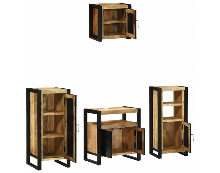 Sonata H Комплект мебели за баня 4 pcs Кафяво Солидно мангово дърво