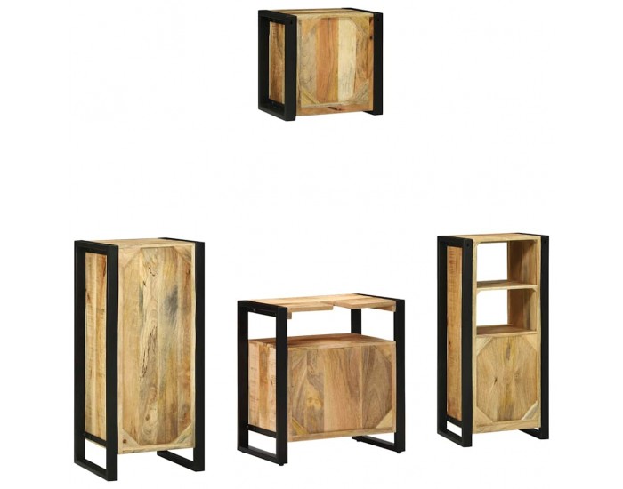 Sonata H Комплект мебели за баня 4 pcs Кафяво Солидно мангово дърво