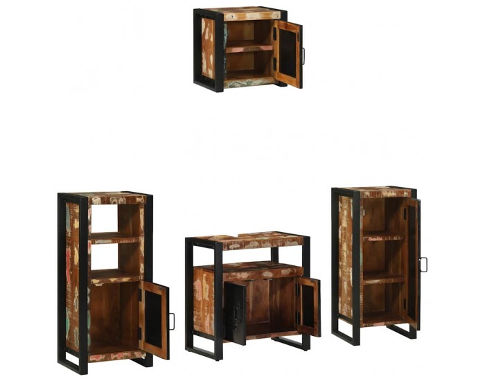 Sonata H Комплект мебели за баня 4 pcs Солидна рециклирана дървесина