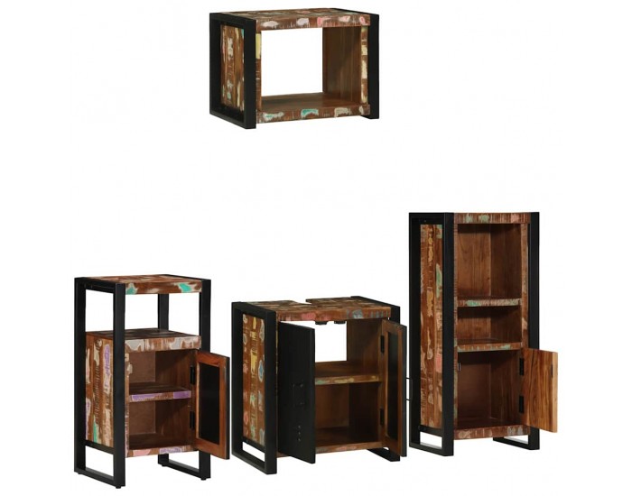 Sonata H Комплект мебели за баня 4 pcs Солидна рециклирана дървесина