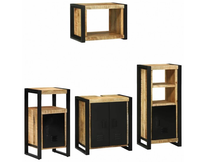 Sonata H Комплект мебели за баня 4 pcs Кафяво Солидно мангово дърво