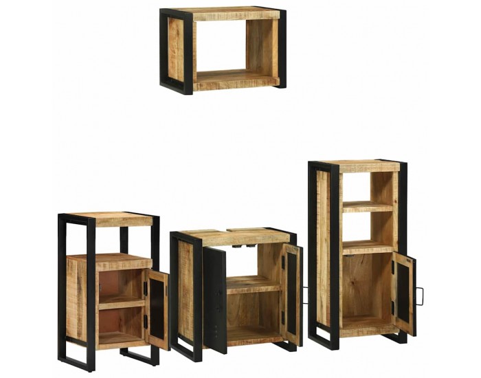 Sonata H Комплект мебели за баня 4 pcs Кафяво Солидно мангово дърво